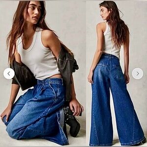 New We The Free Equinox Denim Trousers Sz 29 Color Blue MSRP $128Free People